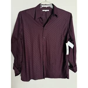 Perry Ellis Portfolio Tencel Men’s Long Slv Dress Shirt Black Cherry NWT! Sz XL